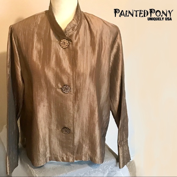 Vintage Painted Pony Elegant Metallic Gold Jacket - Picture 2 of 8